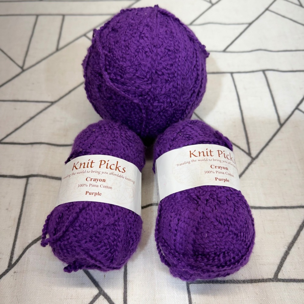 Knit Picks Crayon Yarn 10oz Purple 100% Pima Cotton Textured Knit Crochet Lot